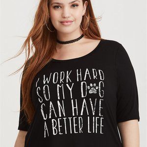 Torrid Women's 3 Black T-Shirt "I Work Hard So..."